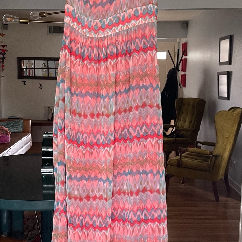 ANTONIO MELANI Pink and Orange Pleated Maxi Dress